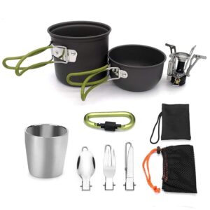 Camping Cookware Set Campfire Cooking Utensils Folding Cookset Outdoor Hiking Backpacking Pot Bowls Mesh Carry Bag