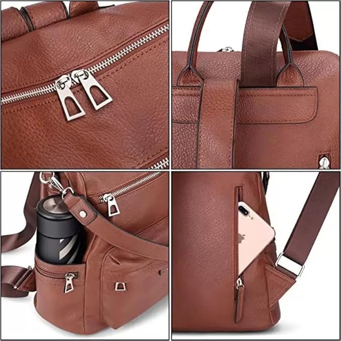 Leather Backpack for Women | Large Capacity | College and Office use | PU Leather | shoulder bag for Ladies, - Image 3