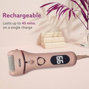 AGARO Callus Remover with 3 Interchangeable Head Rollers, Electronic Foot Scrubber For Callus & Dead Skin Removal, Pedicure Device, 2 Speed, Rechargeable Foot Care, Waterproof, CR1727, Pink