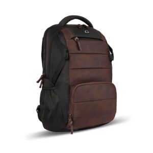 Gear Aspire 3 19"/35L Faux Leather Large Water Resistant 5 Compartment Laptop Backpack/Casual Backpack/Daypack/Travel Backpack/College Bag For Men/Women(Brown-Black)