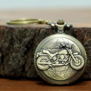 exciting Lives Vintage Motorbike Pocket Watch Keychain - Gift for Men, Father's Day, Birthday, Anniversary, for Brother, Boyfriend, Husband, Dad, Friend, Corporate Gifts - Keyring