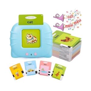 Talking, Rechargeable, Electronic Flash Cards Learning Toy, 110+ Interactive Double Sided Montessori Cards for 2–5 Year Old Boys, Educational Toy for 3 Year Old, Birthday Gift for Kids