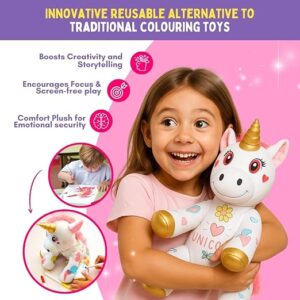 PepPlay Redoobles Doodle Unicorn – Washable & Reusable Coloring with 4 Non-Toxic Washable Markers, Travel, Sensory, Fine Motor Skills, Gift for Girls & Boys Ages 3 4 5 6 7 8 Unicorn Gift for girls