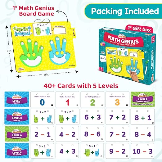 Smartivity Math Genius | Educational Toy for Kids 3+ Years | 40+ Challenges - Foldable Finger Counting Hands | Learn Counting, Numbers, Addition & Subtraction | Birthday Gift for Boys & Girls 3,4,5,6 - Image 2